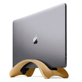 Shaped Walnut Wood Laptop Stand Dock Holder for MacBook (AT814)