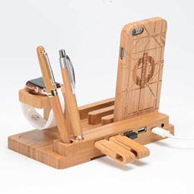 Bamboo Cellphone Dock Stand Combo (AT8609-2)